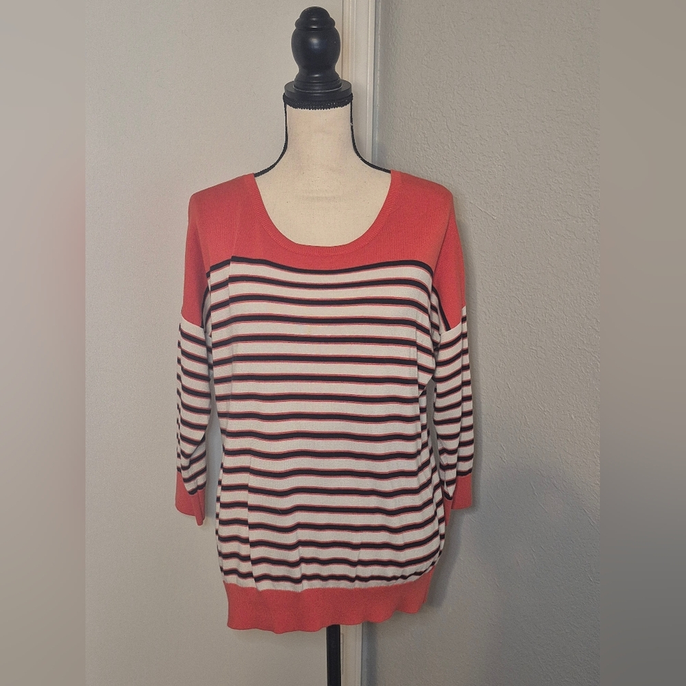 Striped Orange and White Banana Republic Women's Sweater